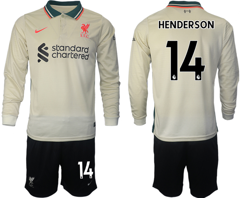 Men 2021-2022 Club Liverpool away cream Long Sleeve #14 Soccer Jersey